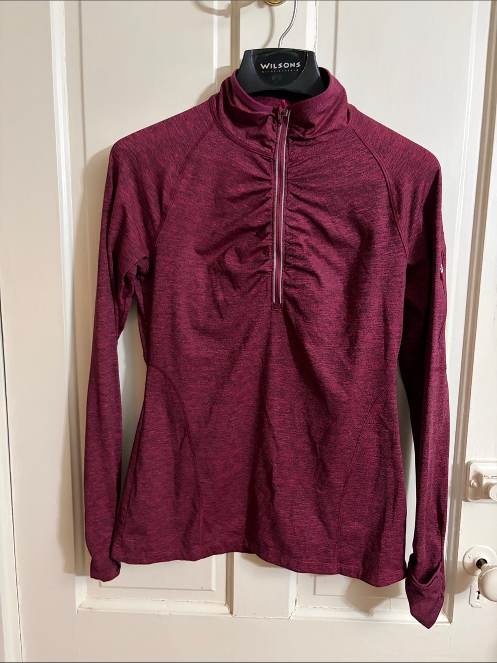 Kirkland Signature women's maroon heathered quarter-zip pullover
